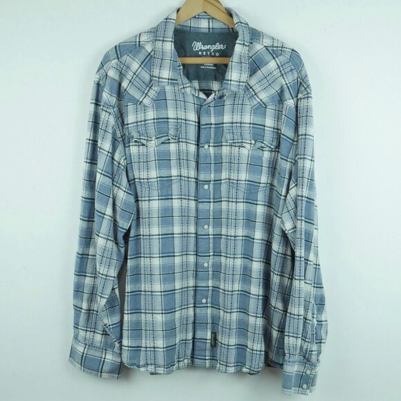 Wrangler Other - Wrangler Men XXL Shirt Retro Premium Linen Blend Western Pearl Snap Cowboy Rodeo